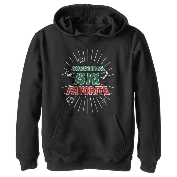 Boy's Lost Gods Christmas Is My Favorite  Pull Over Hoodie Black X Large