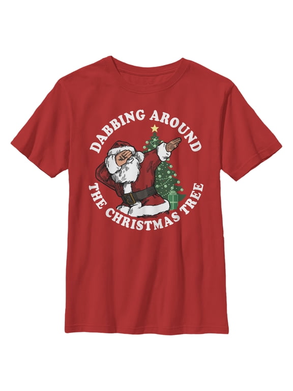Boy's Lost Gods Dabbing Santa Graphic Tee Red X Large