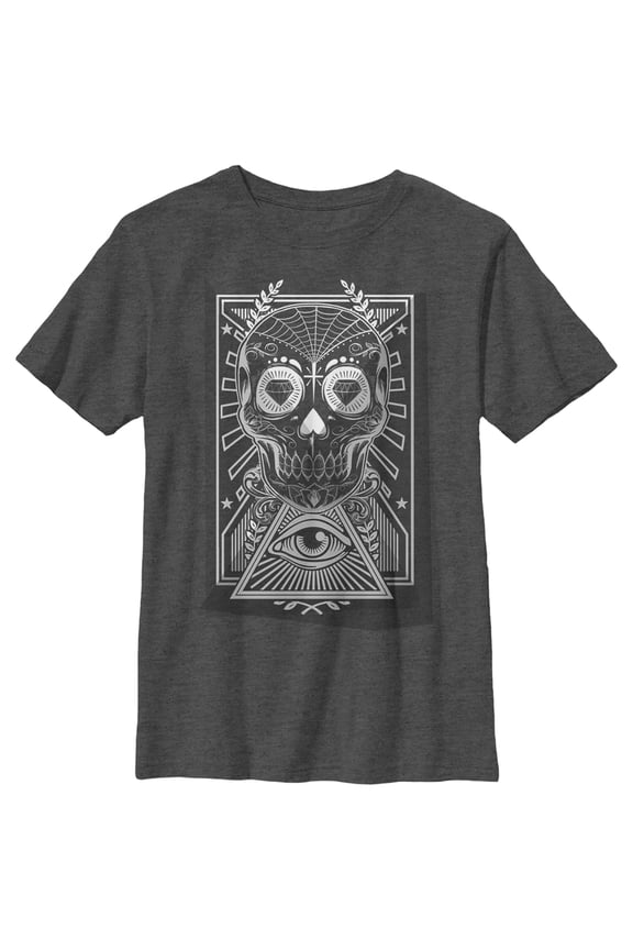 Boy's Lost Gods Diamond Sugar Skull Graphic Tee Charcoal Heather Medium