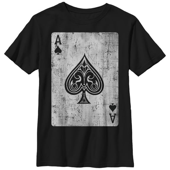 Boy's Lost Gods Distressed Ace of Spades Graphic Tee Black Large