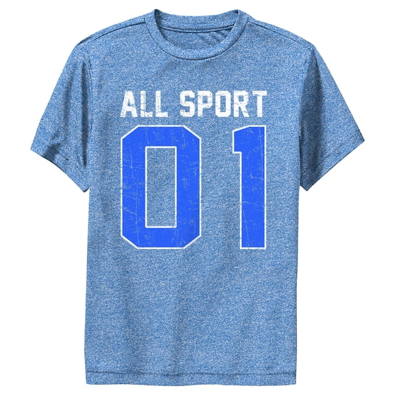 Boy's Lost Gods Distressed All Sport 01  Performance Graphic Tee Royal Blue Heather Medium