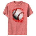 thumbnail image 1 of Boy's Lost Gods Distressed Baseball Print Performance Graphic Tee Red Heather Large, 1 of 4