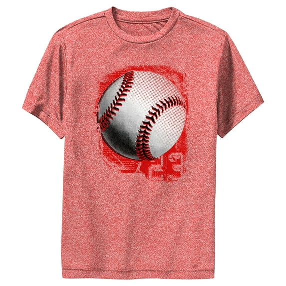 Boy's Lost Gods Distressed Baseball Print Performance Graphic Tee Red Heather Large