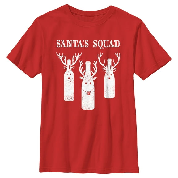 Boy's Lost Gods Distressed Santa’s Squad Graphic Tee Red Large