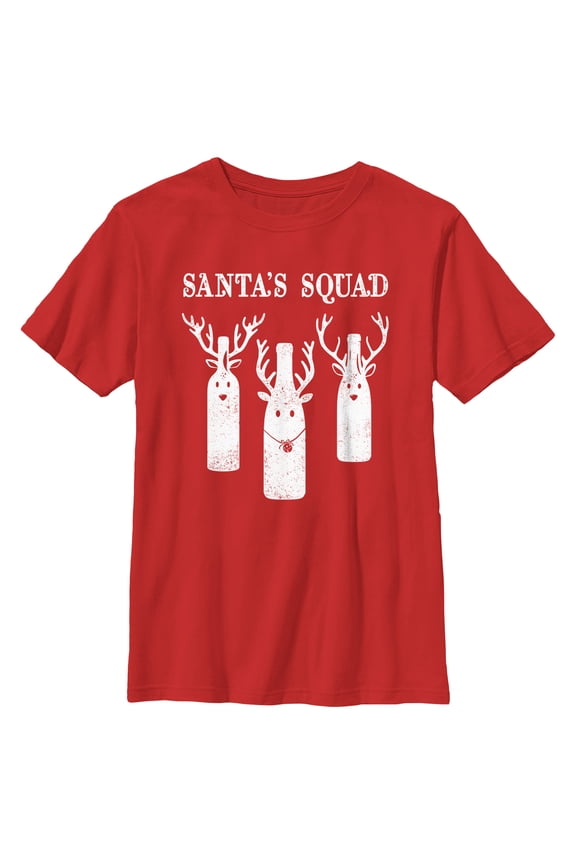 Boy's Lost Gods Distressed Santa’s Squad Graphic Tee Red Medium