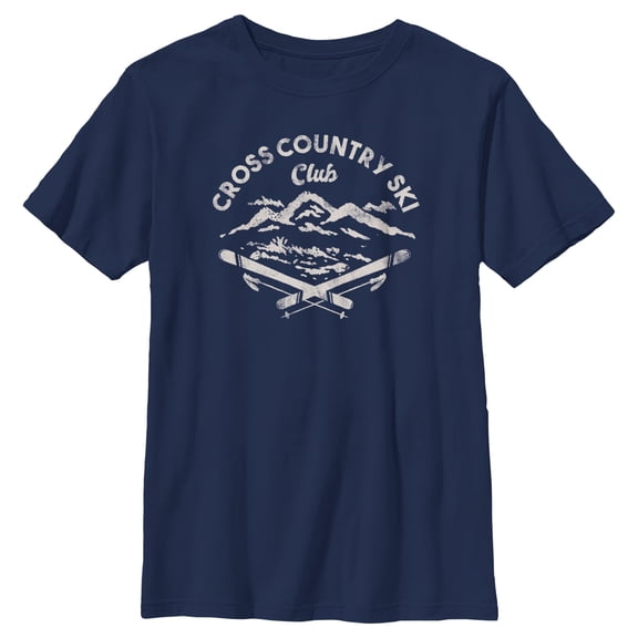 Boy's Lost Gods Distressed Ski Club Graphic Tee Navy Blue Small