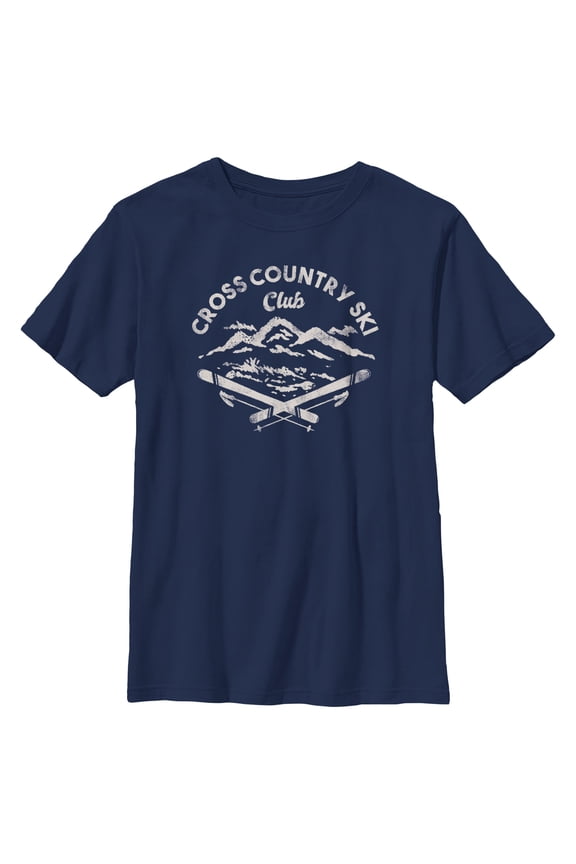 Boy's Lost Gods Distressed Ski Club Graphic Tee Navy Blue X Large