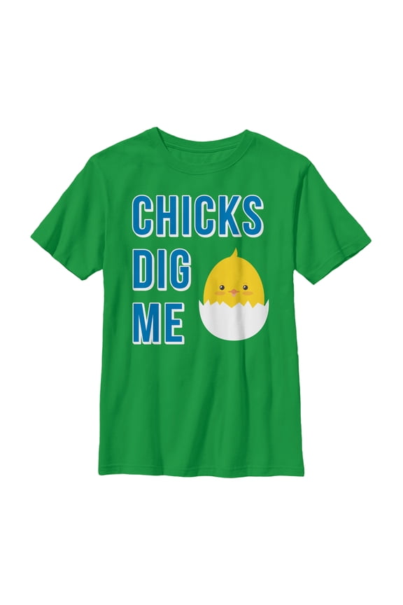 Boy's Lost Gods Easter Chicks Dig Me Egg Graphic Tee Kelly Green Small