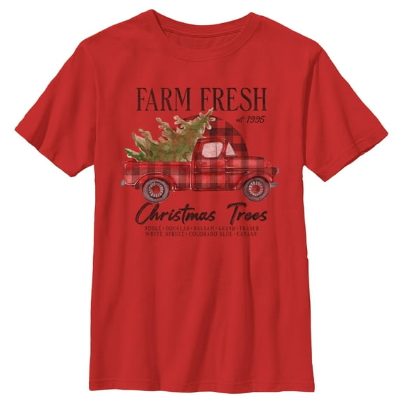 Boy's Lost Gods Farm Fresh Christmas Tree Graphic Tee Red X Large
