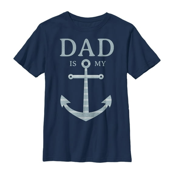 Boy's Lost Gods Father's Day Dad is My Anchor Graphic Tee Navy Blue Small