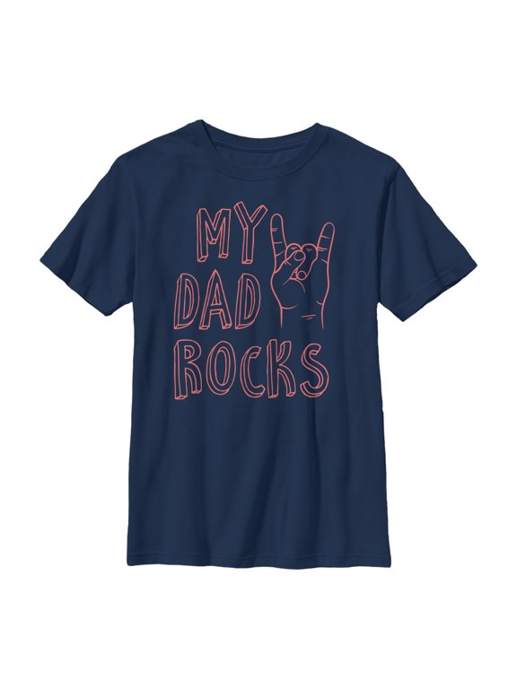 Boy's Lost Gods Father's Day My Dad Rocks Graphic Tee Navy Blue Medium