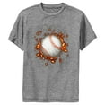 thumbnail image 1 of Boy's Lost Gods Flaming Baseball Performance Graphic Tee Charcoal Heather X Large, 1 of 4