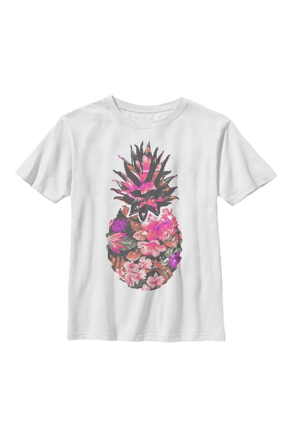 Boy's Lost Gods Floral Print Pineapple Graphic Tee White Medium