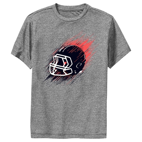 Boy's Lost Gods Football Helmet Red Performance Graphic Tee Charcoal Heather Small