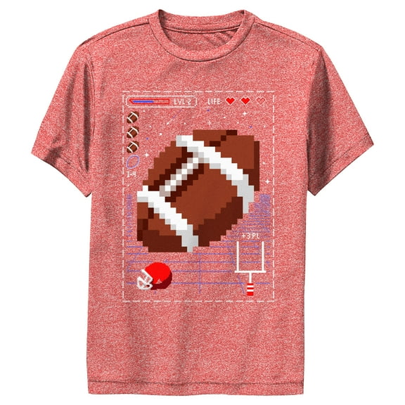 Boy's Lost Gods Football Pixel Art  Performance Graphic Tee Red Heather X Large