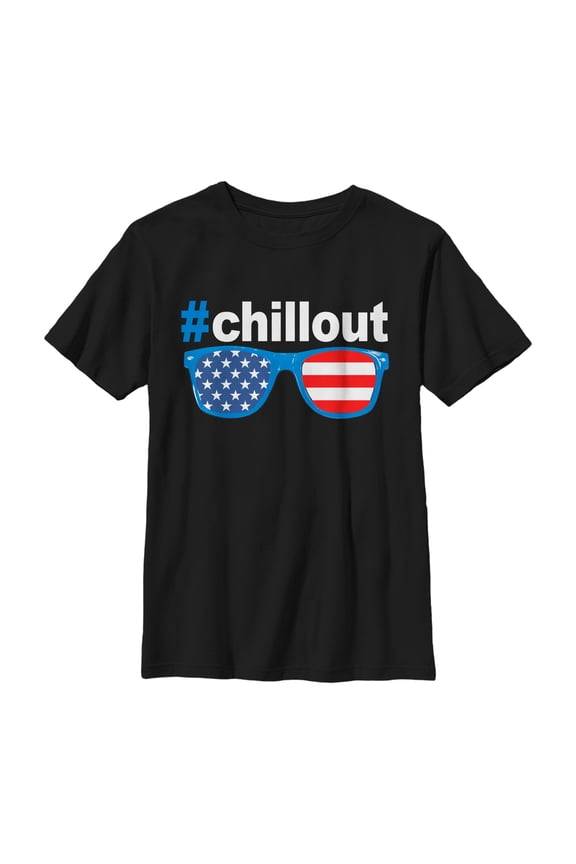 Boy's Lost Gods Fourth of July Chill American Flag Graphic Tee Black Large
