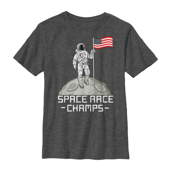 Boy's Lost Gods Fourth of July Space Race Champs Graphic Tee Charcoal Heather Small