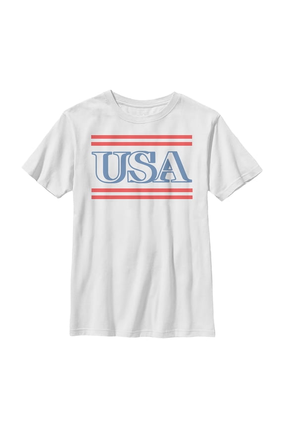 Boy's Lost Gods Fourth of July USA Stripe Graphic Tee White Small
