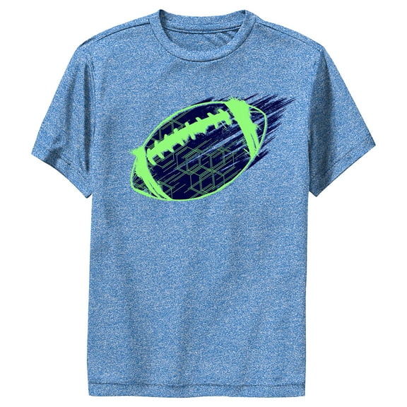 Boy's Lost Gods Green Football Soar Performance Graphic Tee Royal Blue Heather Medium