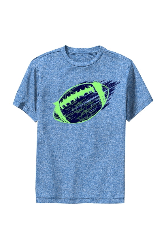 Boy's Lost Gods Green Football Soar Performance Graphic Tee Royal Blue Heather Medium
