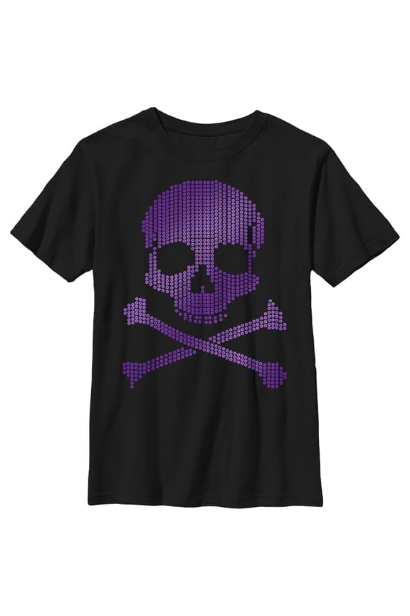 Boy's Lost Gods Halloween Circle Print Skull and Crossbones Graphic Tee Black Small
