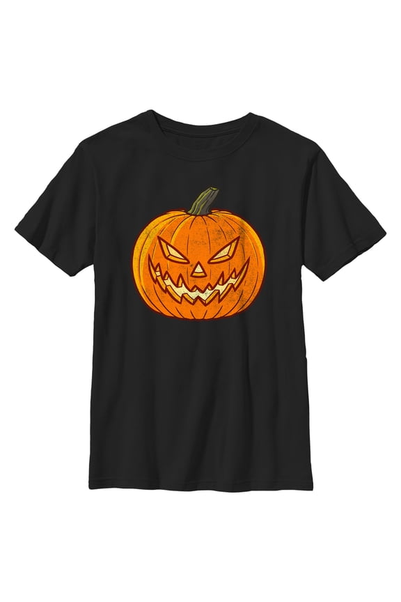 Boy's Lost Gods Halloween Evil Jack-O'-Lantern Graphic Tee Black Medium