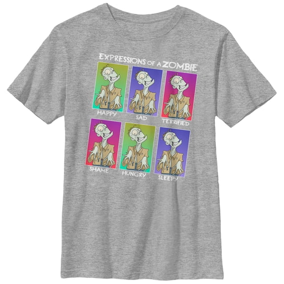 Boy's Lost Gods Halloween Expressions of Zombie  Graphic Tee Athletic Heather Large