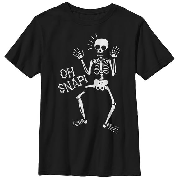 Boy's Lost Gods Halloween Happy Oh Snap Skeleton  Graphic Tee Black Large