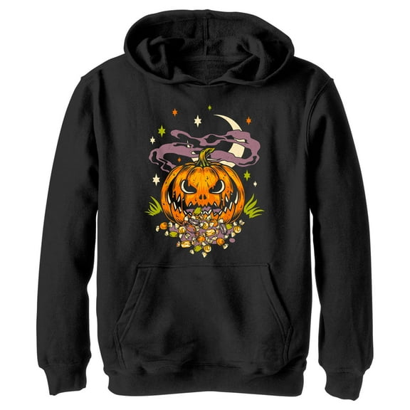 Boy's Lost Gods Halloween Jack-O'-Lantern Candy  Pull Over Hoodie Black Medium