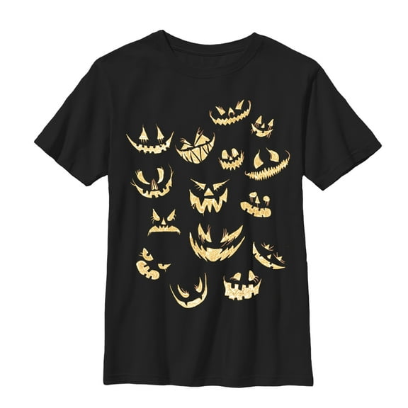 Boy's Lost Gods Halloween Jack-o'-Lantern Faces Graphic Tee Black Large