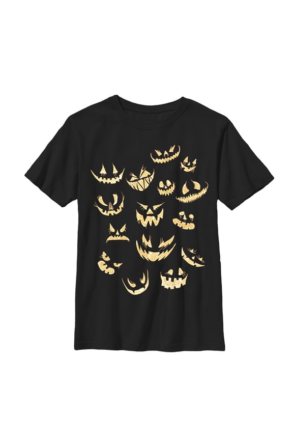 Boy's Lost Gods Halloween Jack-o'-Lantern Faces Graphic Tee Black Large