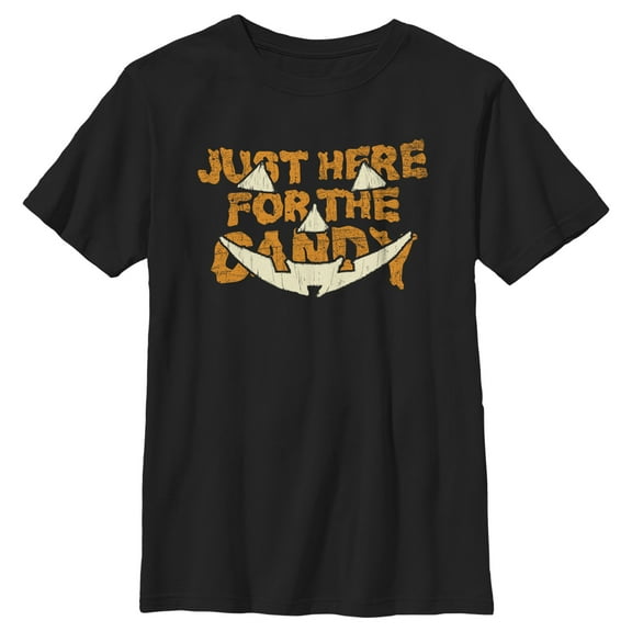 Boy's Lost Gods Halloween Just Here for the Candy Jack-O'-Lantern  Graphic Tee Black Large
