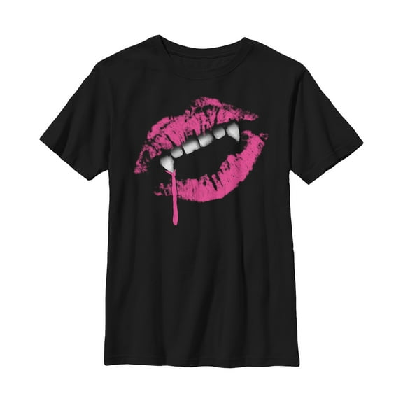 Boy's Lost Gods Halloween Lipstick Vampire Fangs Graphic Tee Black Large