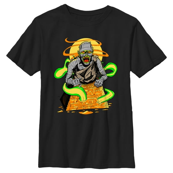 Boy's Lost Gods Halloween Mummy Scene Graphic Tee Black Medium
