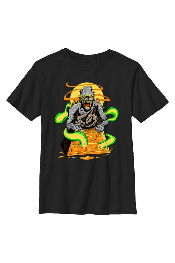 Boy's Lost Gods Halloween Mummy Scene Graphic Tee Black Small