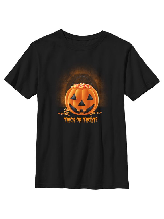 Boy's Lost Gods Halloween Pumpkin Candy Corn Treat Graphic Tee Black Large