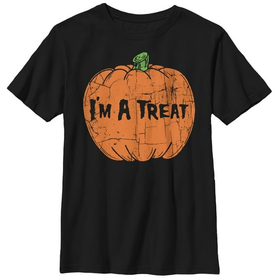 Boy's Lost Gods Halloween Pumpkin Treat Graphic Tee Black Medium