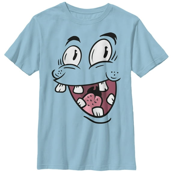 Boy's Lost Gods Halloween Silly Monster Face  Graphic Tee Light Blue Medium