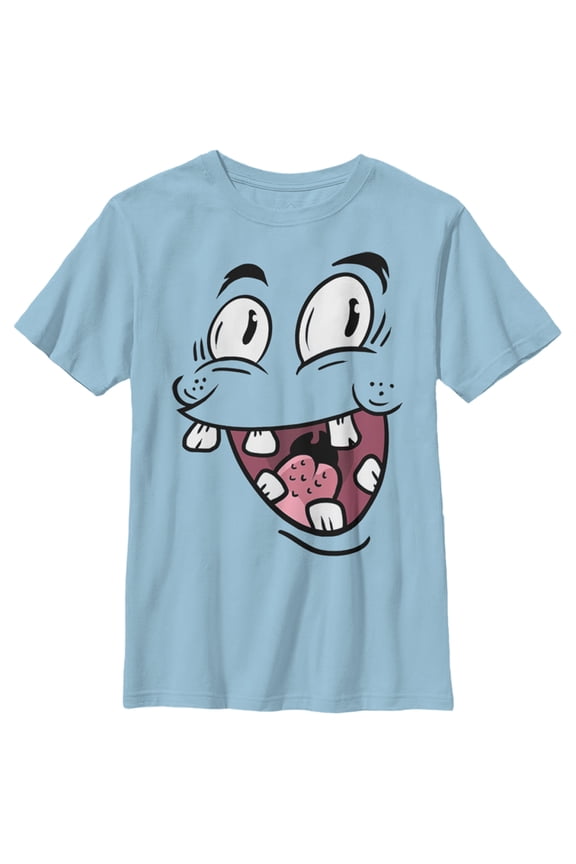Boy's Lost Gods Halloween Silly Monster Face Graphic Tee Light Blue X Large