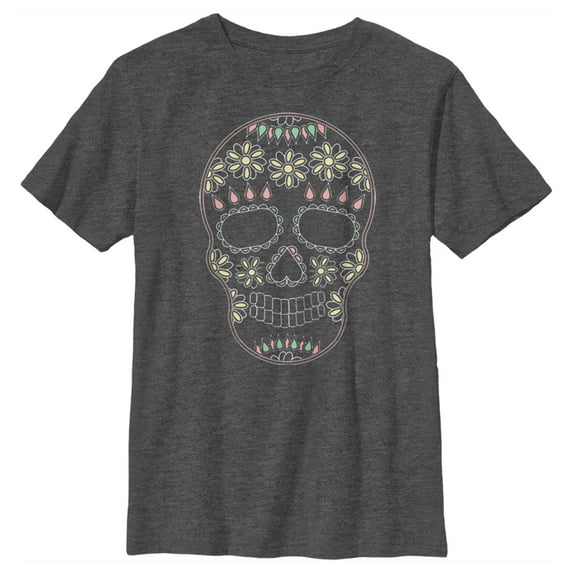 Boy's Lost Gods Halloween Sugar Skull Graphic Tee Charcoal Heather X Large