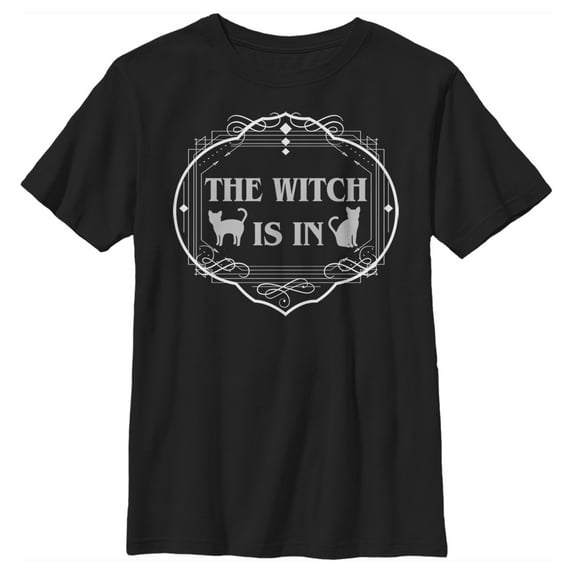 Boy's Lost Gods Halloween The Witch Is In Cats Graphic Tee Black X Small