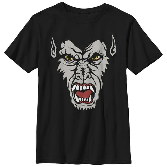 Boy's Lost Gods Halloween Werewolf Face Graphic Tee Black Small