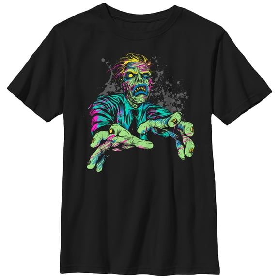 Boy's Lost Gods Halloween Zombie Attack Graphic Tee Black Medium