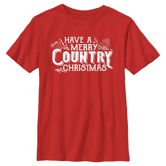 Boy's Lost Gods Have a Merry Country Christmas Graphic Tee Red Large