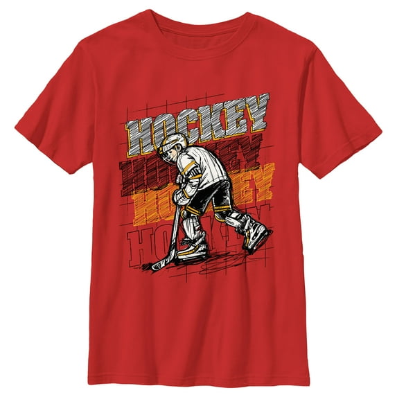 Boy's Lost Gods Hockey Player Sketch Graphic Tee Red X Large
