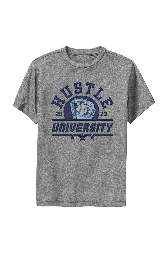 Boy's Lost Gods Hustle University Performance Graphic Tee Charcoal Heather Large