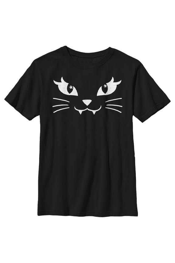 Boy's Lost Gods Kitty Cat Face Graphic Tee Black Small