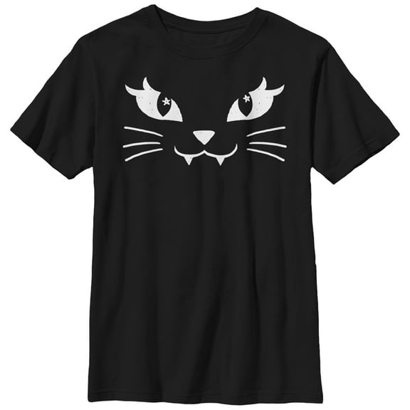 Boy's Lost Gods Kitty Cat Face Graphic Tee Black X Large