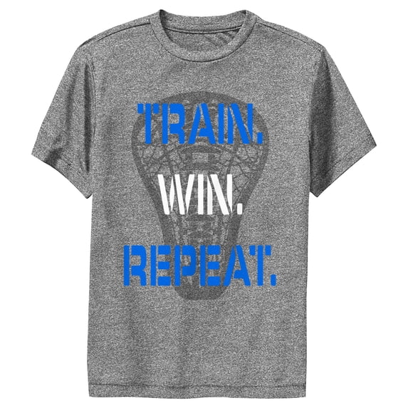 Boy's Lost Gods Lacrosse Train Win Repeat Performance Graphic Tee Charcoal Heather Medium