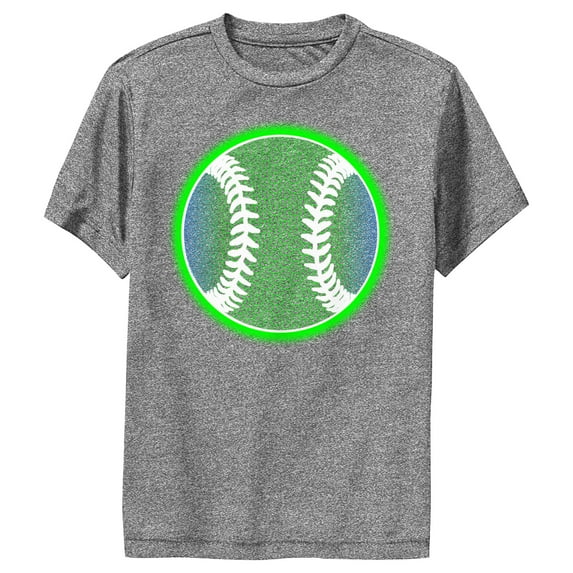 Boy's Lost Gods Neon Baseball Ball Performance Graphic Tee Charcoal Heather Medium